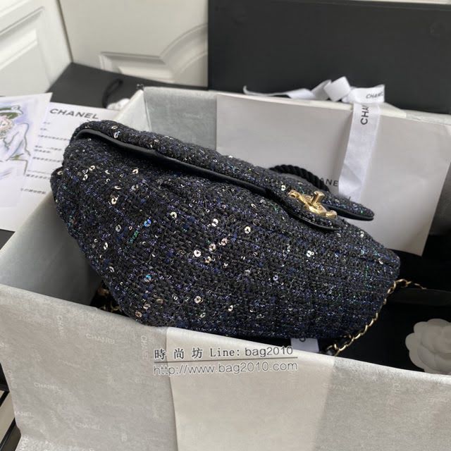 Chanel女包 香奈兒專櫃最新款珍珠毛呢CF口蓋包 Chanel珍珠手柄斜挎鏈條女包  djc4121